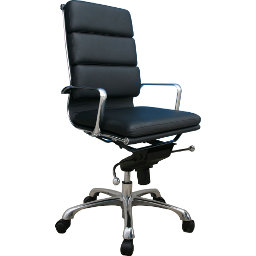 Plush High Back Office Chair in Black Leatherette